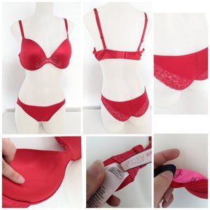 La Senza Body Kiss Red Bra 34D W/ Pad & Rhinstones